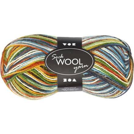 Strumpgarn, L: 200 M, mossgrön, 50 g/ 1 nystan