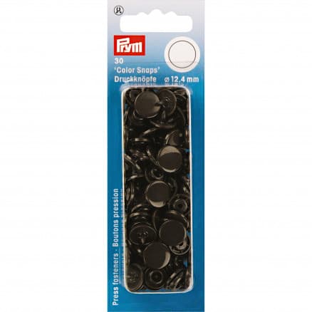 Prym Color Snaps Tryckknappar Plast Rund Mörkbrun 12,4mm - 30 st.