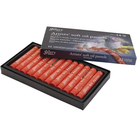 Gallery oljepastellkritor, L: 7 cm, Dia. 11 mm, tjocklek 11 mm, vermilion, 12 st./ 1 förp.