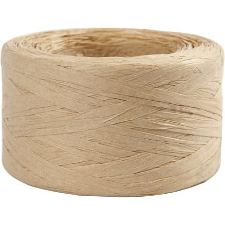 Raffia Pappersgarn, B: 7-8 mm, sand, 100 m/ 1 rl.