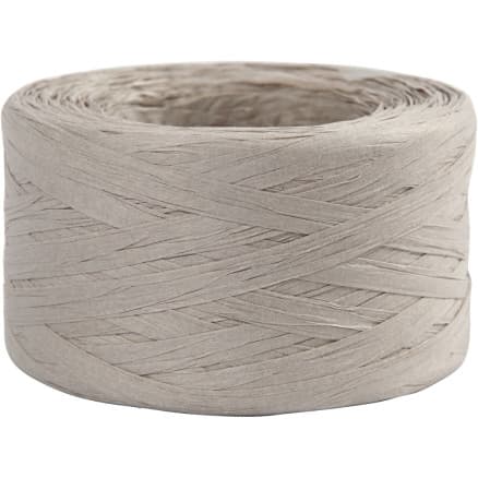 Raffia Pappersgarn, B: 7-8 mm, ljusgrå, 100 m/ 1 rl.