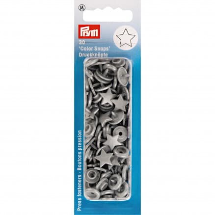 Prym Färg Snaps Tryckknappar Plast Stjärna Silvergrå - 30 st.