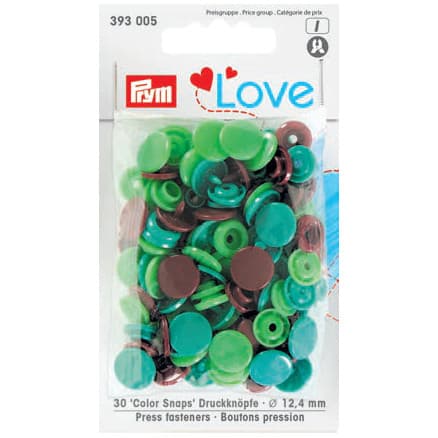 Prym Color Snaps Tryckknappar Plast Rund 12,4 mm ass. Grön/BRun - 30 st
