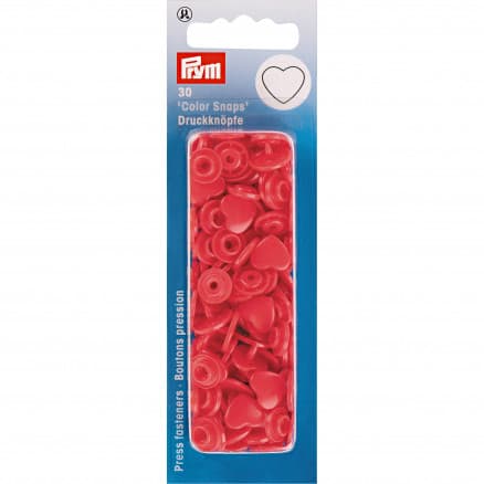 Prym Colour Snaps Tryckknappar Plast Hjärta Röd - 30 st.