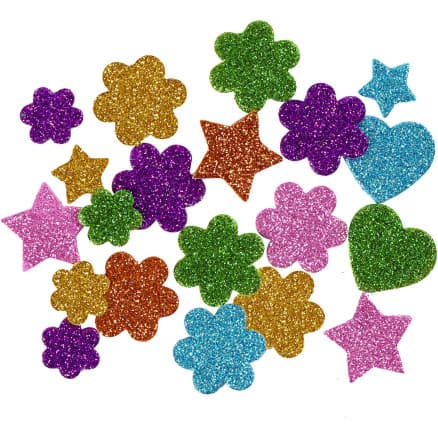 Dekorgummifigurer, Stjärnor, blommor och hjärtan, Dia. 19+29 mm, 100 mix./ 1 förp.