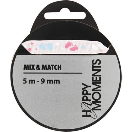 Dekorationsband, B: 9 mm, rosa, 5 m/ 1 rl.