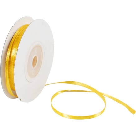 Satinband, B: 3 mm, solgul, 30 m/ 1 rl.