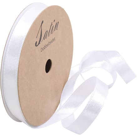 Satinband, B: 10 mm, vit, 10 m/ 1 rl.
