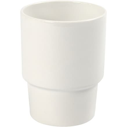 Mugg, H: 10 cm, Dia. 8,5 cm, vit, 1 st.