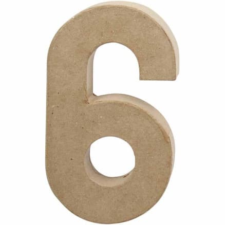 Siffror, 6, H: 20,5 cm, B: 11,5 cm, tjocklek 2,6 cm, 1 st.