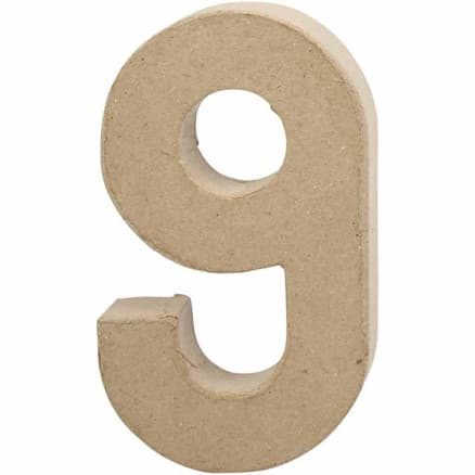 Siffror, 9, H: 20,5 cm, B: 12 cm, tjocklek 2,7 cm, 1 st.