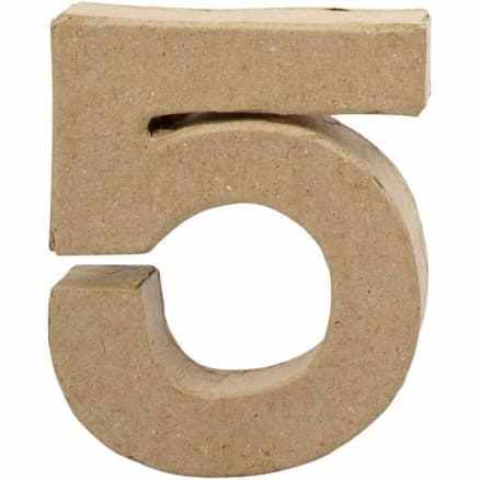 Siffror, 5, H: 10 cm, B: 8,5 cm, tjocklek 1,7 cm, 1 st.