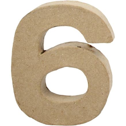 Siffror, 6, H: 10 cm, B: 8,2 cm, tjocklek 1,7 cm, 1 st.