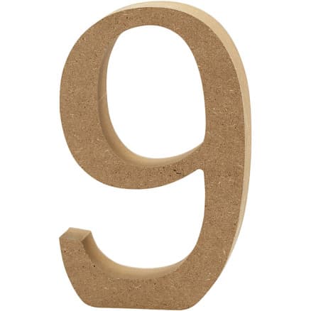 Nummer, 9, H: 13 cm, tjocklek 2 cm, 1 st.
