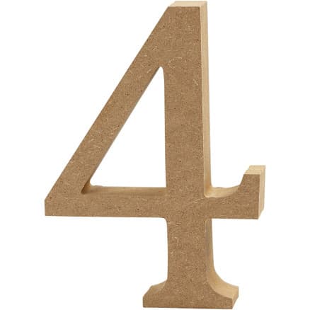 Siffror, 4, H: 8 cm, tjocklek 1,5 cm, 1 st.