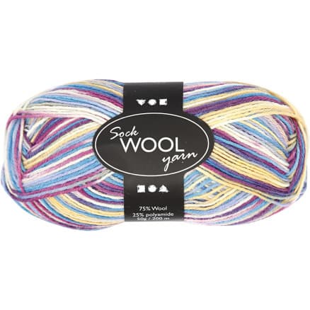 Strumpgarn, L: 200 M, lila/pink harmoni, 50 g/ 1 nystan