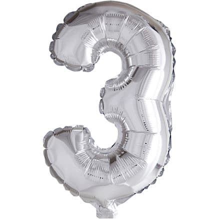 Folieballong, 3, H: 41 cm, silver, 1 st.