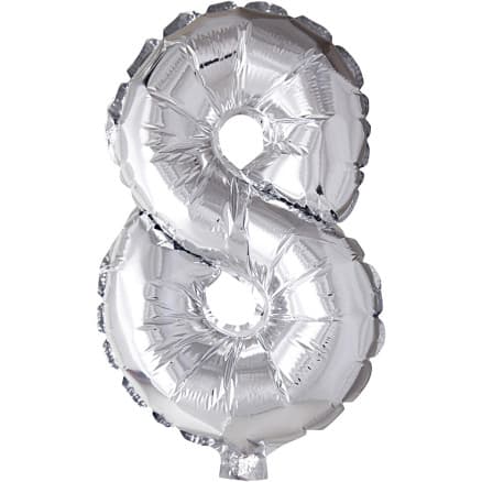 Folieballong, 8, H: 41 cm, silver, 1 st.