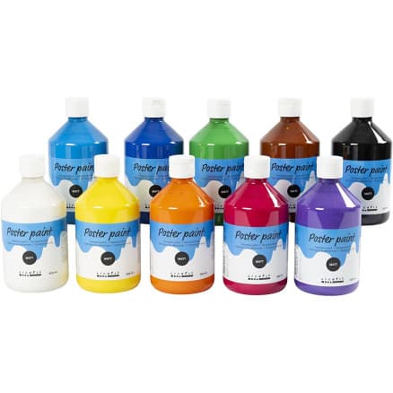 Temperafärg Matt, mixade färger, 10x500 ml/ 1 förp.