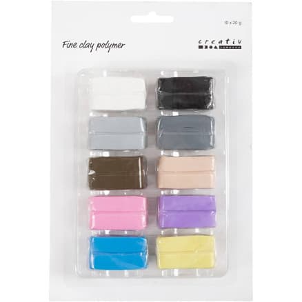 Fine Clay Polymer, pastellfärger, 10x20 g/ 1 förp.