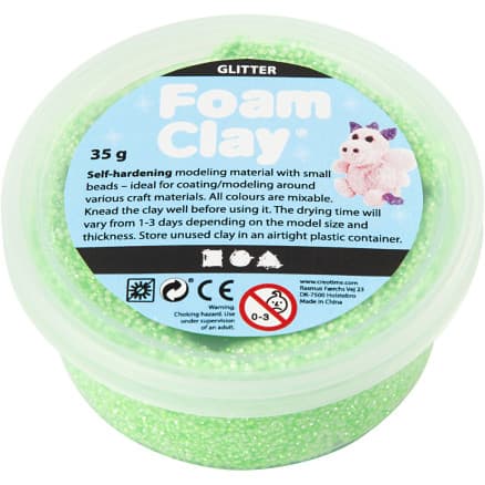 Foam ClayÂ® , glitter, grön, 35 g/ 1 burk
