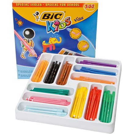 BIC Visafin Tusch, linje 0,7 mm, Ass. färger, 144 st / 1 pk, 12x12 st.