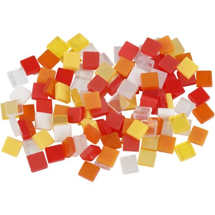 Minimosaik, stl. 5x5 mm, tjocklek 2 mm, röd/orange harmoni, 25 g/ 1 förp.