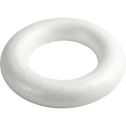 Ring med platt baksida, diam. 25 cm, tjocklek 30 mm, vit, 1 st.