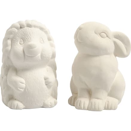 Sparbössa, igelkott och hare, H: 10 cm, vit, 2 st./ 1 förp.