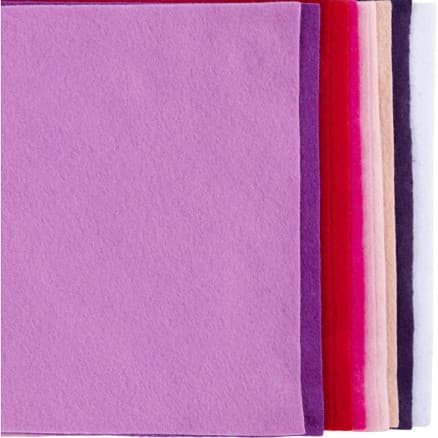 Hobbyfilt, A4, ark 210x297 mm, tjocklek 2 mm, lila/pink harmoni, 10 ark/ 1 förp.