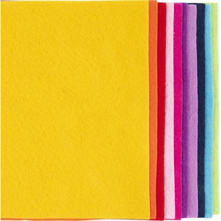 Hobbyfilt, A4, ark 210x297 mm, tjocklek 2 mm, colorful, 10 ark/ 1 förp.