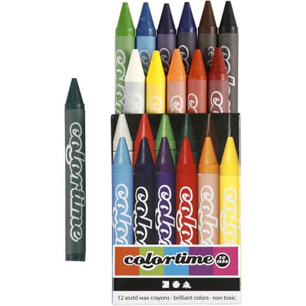 Colortime Färgkritor, L: 10 cm, tjocklek 11 mm, mixade färger, 2x12 st./ 1 förp.