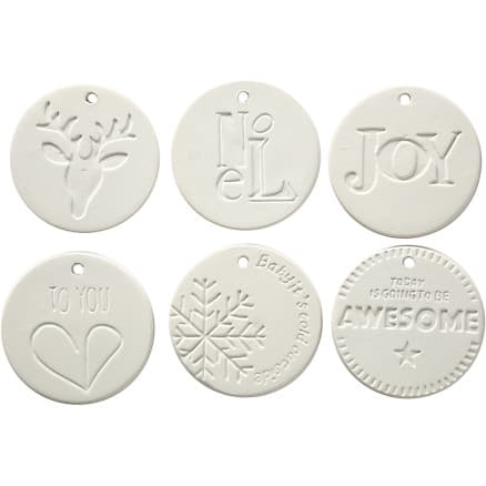 Galgar, storlek 7x7 cm, tjocklek 0,6 cm, vita, 6 st / 1 frp.