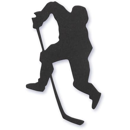 Kartongetiketter, ishockeyspelare, stl. 54x64 mm, svart, 10 st./ 1 förp.