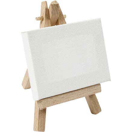 Mini canvas med staffli, storlek 8x6x1 cm, vit, 1 st.