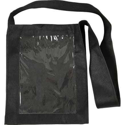 Väska med plastfront, storlek 40x34x8 cm, svart, 1 st.
