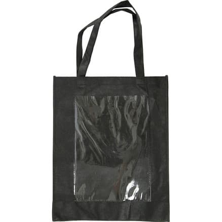 Väska med plastfront, storlek 42x34x12 cm, svart, 1 st.