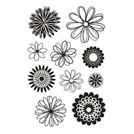 Clear Stamps, blommor, ark 11x15,5 cm, 1 ark