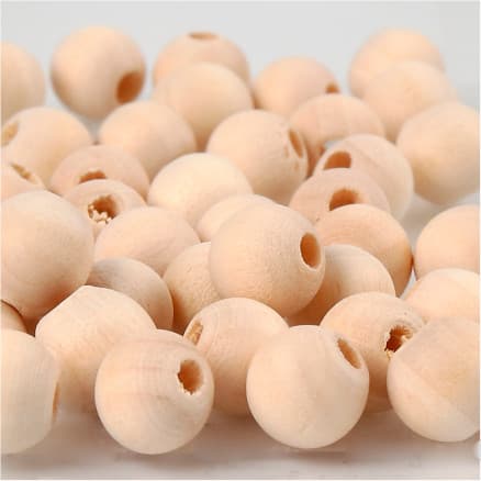 Träpärlor, Dia. 10 mm, Hålstl. 2,5 mm, 40 st./ 1 förp.
