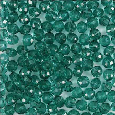 Facettpärlor, Dia. 4 mm, Hålstl. 1 mm, grön, 45 st./ 1 förp.