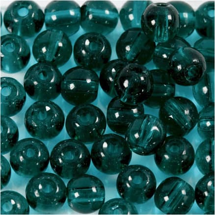 Glaspärlor, Dia. 4 mm, Hålstl. 1 mm, grön, 45 st./ 1 förp.