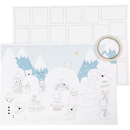 Julkalender, stl. 30x42 cm, vit, 3 st./ 1 förp.