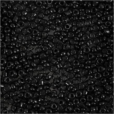 Rocaillepärlor, Dia. 2 mm, stl. 12/0, Hålstl. 0,8 mm, svart, 25 g/ 1 förp.