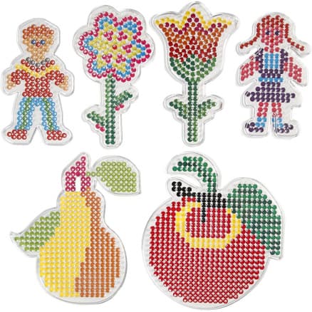 Pärlplattor, blomma, flicka, pojke, äppla och päron, stl. 8,5x14-14x16 cm, medium, 6 st./ 1 förp.