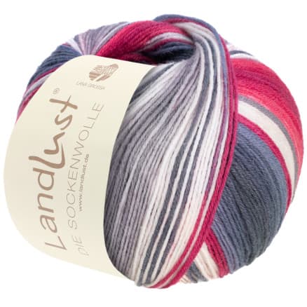 Lana Grossa Landlust Sockenwolle Garn 119 Silver/Gr�/Tomatr�d/Ecru