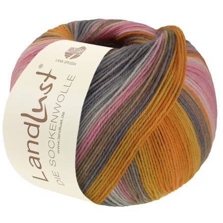 Lana Grossa Landlust Sockenwolle Garn 132 Orange/Yolk/Salmon/Salmon/Gr�/Ljusrosa/Klove