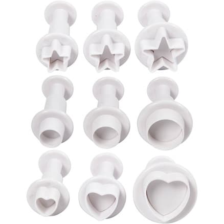 Utsticksform med prägel, stjärna, cirkel, hjärta, Dia. 1,1-3, vit, 9 st./ 1 förp.