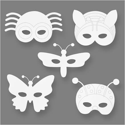 Insektsmasker, H: 14-17 cm, B: 19,5-23 cm, 230 g, vit, 16 st./ 1 förp.