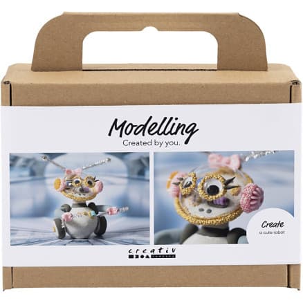 Mini DIY Kit Modellera, robot, gr�, rosa, 1 f�rp.