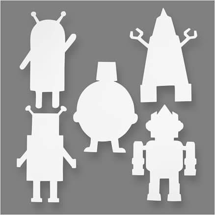 Robot, H: 22,5-24 cm, B: 15-16 cm, 230 g, vit, 16 st./ 1 f�rp.